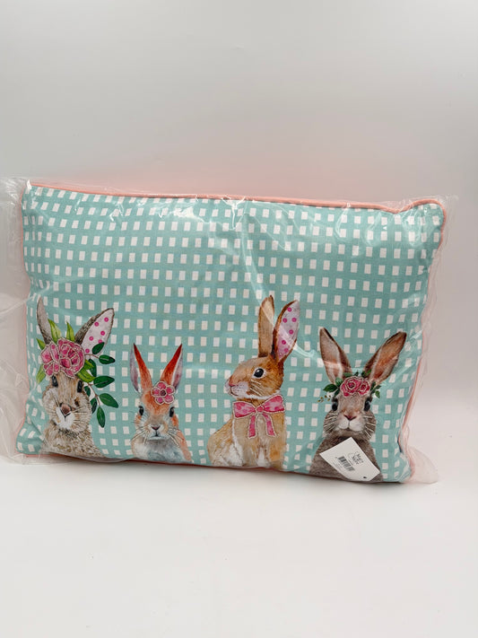 Mars & More Dekokissen 4 Osterhasen Pailletten blau rosa