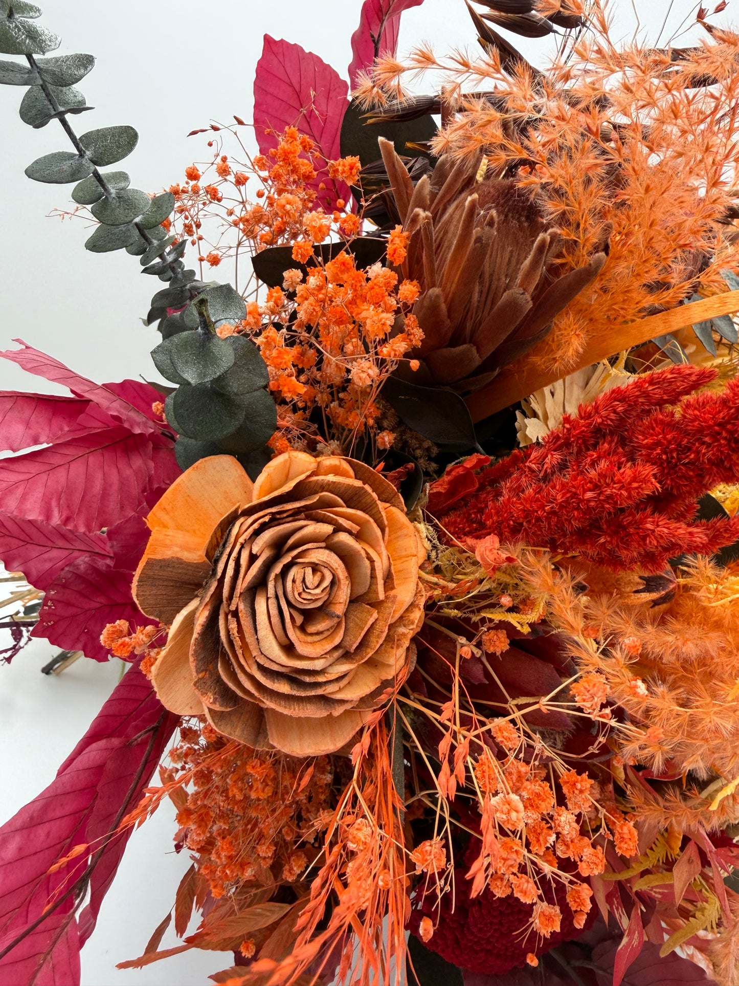 Trockenblumenstrauß „Herbstzauber“ - Orange, Bordeaux & Natur ca. 60 cm