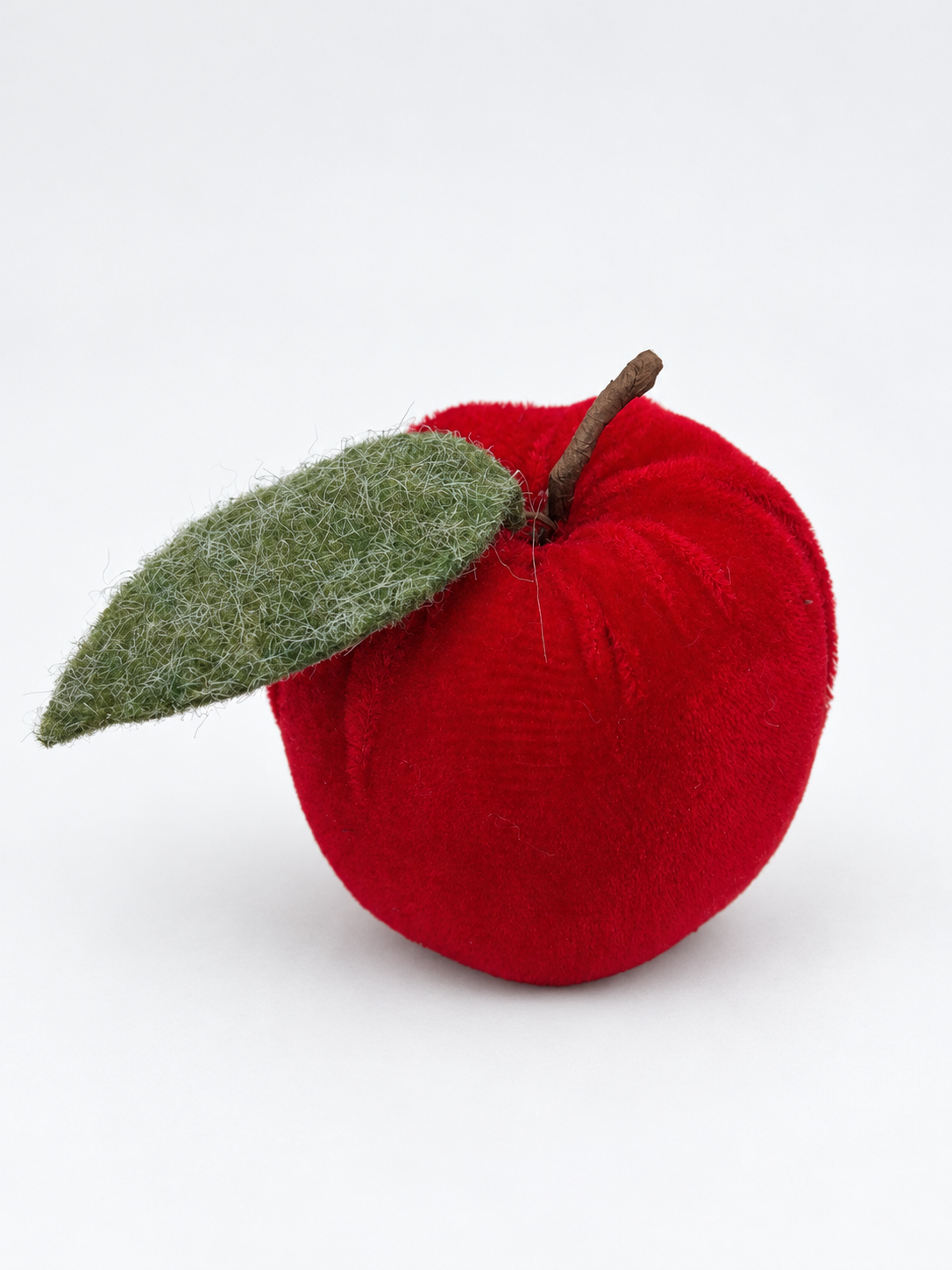Deko-Apfel aus Samt mit Filzblatt Rot 6 cm Obst Herbstdeko