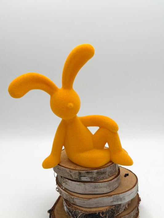Hase sitzend gelb beflockt Ostern Frühling 20 cm