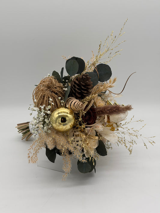 Advent Strauß Trockenblumen natur gold
