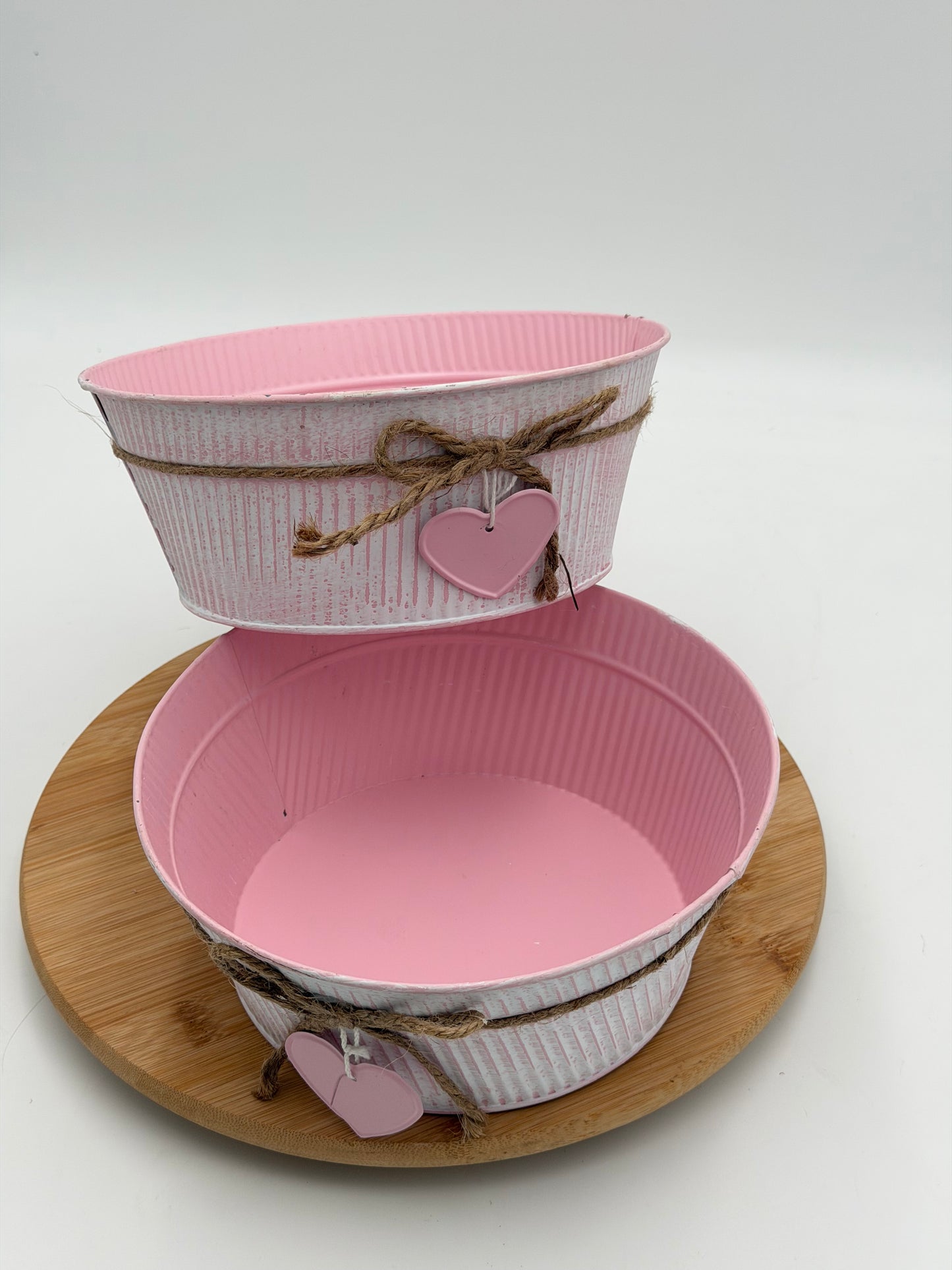 Dekoschale rosa mit Herzanhänger 21 cm 1 Stück