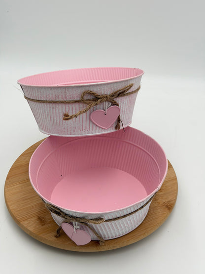 Dekoschale rosa mit Herzanhänger 21 cm 1 Stück