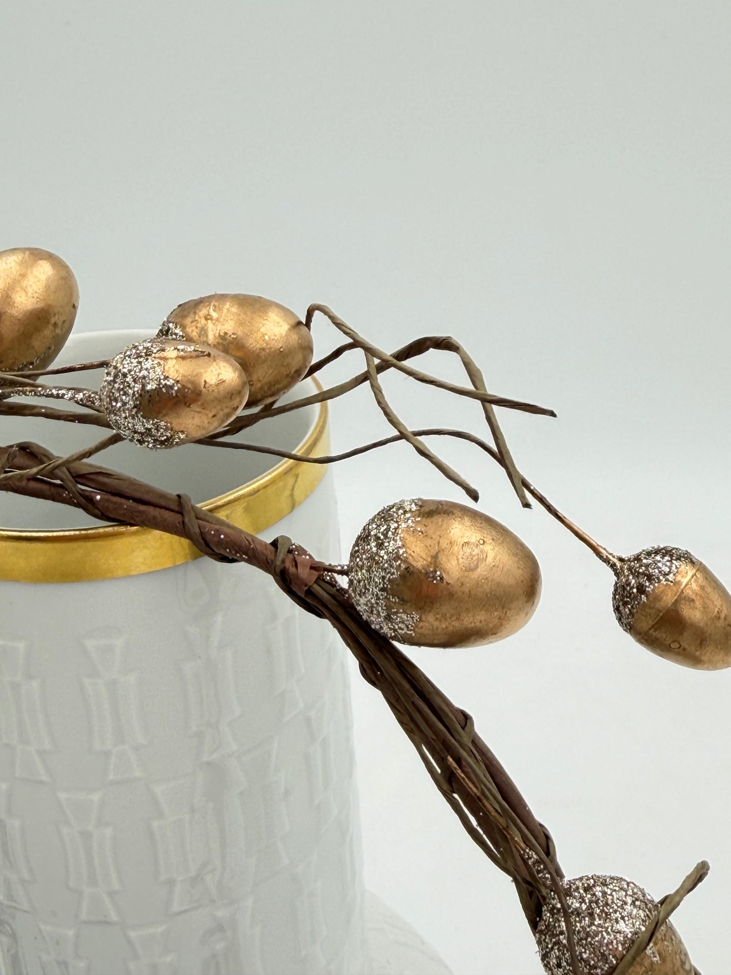 Eichelkranz Tisch Tür Loop haltbar braun gold Glitzer 25 cm