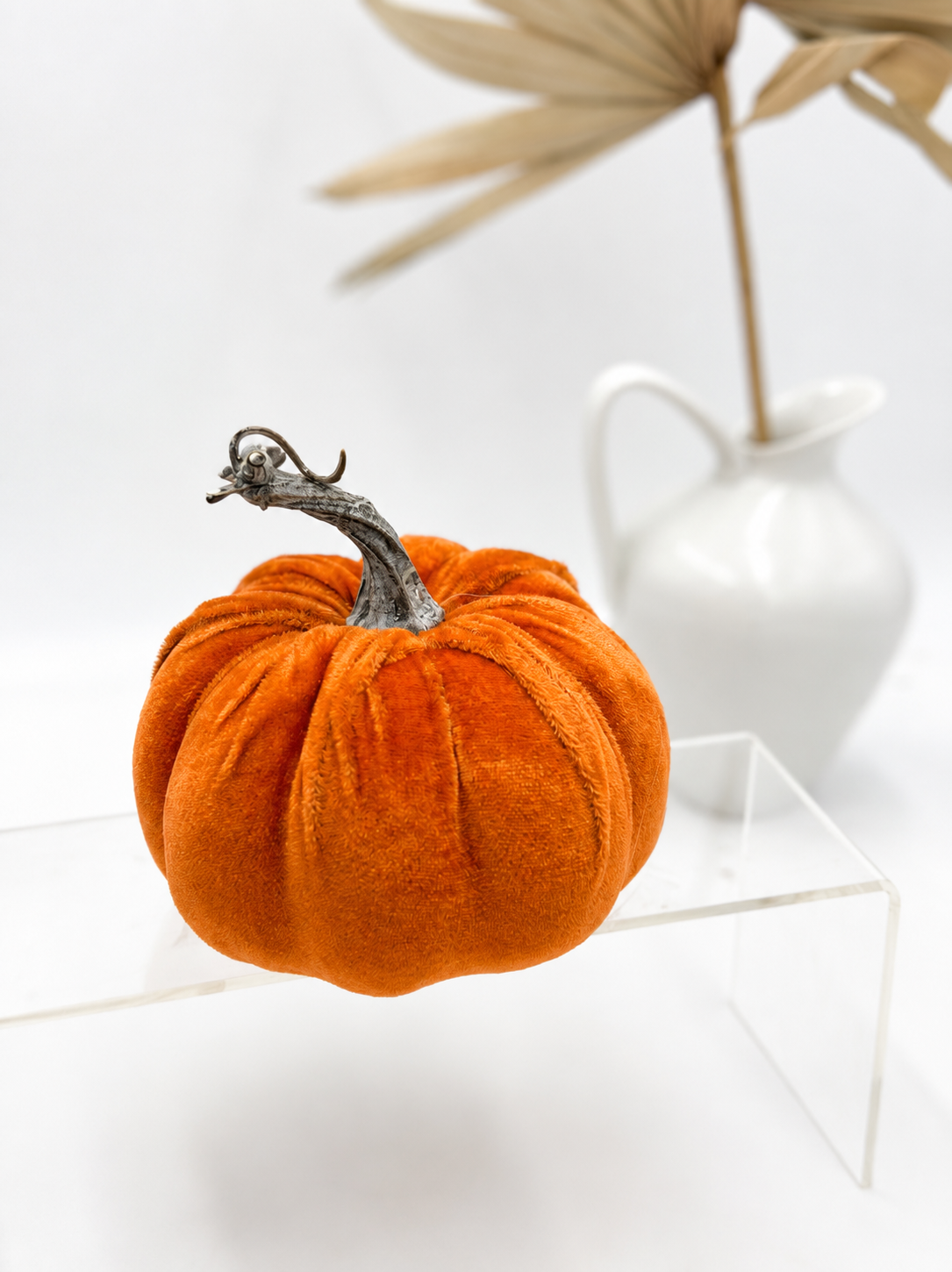 Deko-Kürbis Samt Ø 12 cm Herbstdekoration Orange