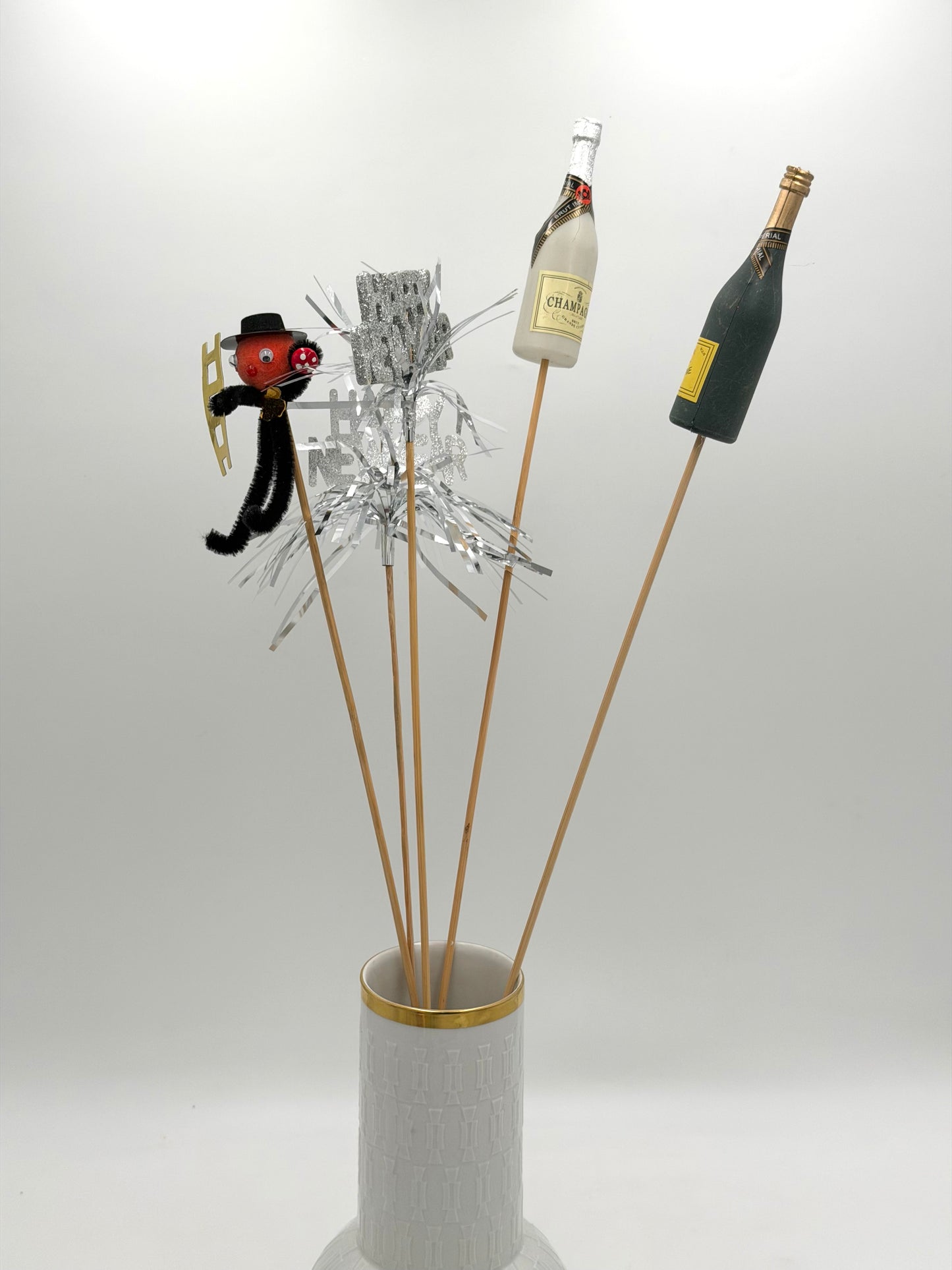 Dekostecker Silvester Party Happy New Year Sekt 50cm 1 Stück