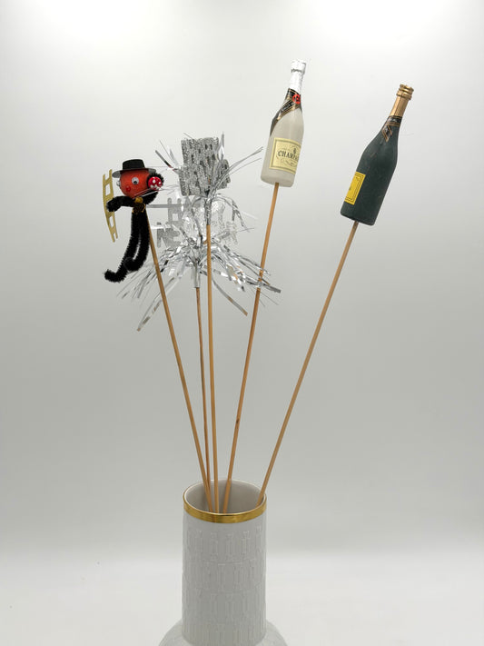 Dekostecker Silvester Party Happy New Year Sekt 50cm 1 Stück