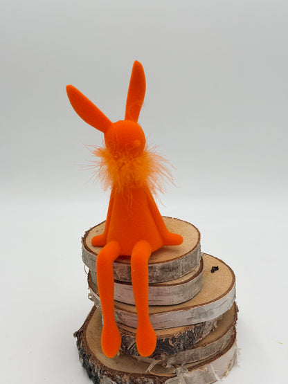 Kantenhocker Osterhase orange 27 cm beflockt sitzend 1 Stück