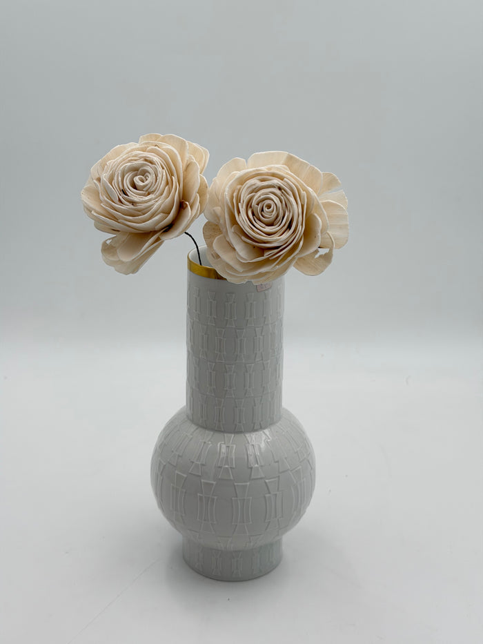 Blüte Rose Sola (10 cm) am Draht Natur creme 2 Stück