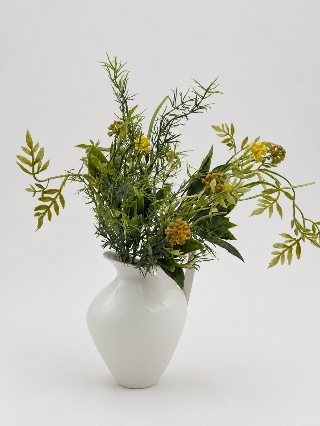 Künstlicher Blätterbusch mit Blüten 35 cm Grün-Gelb