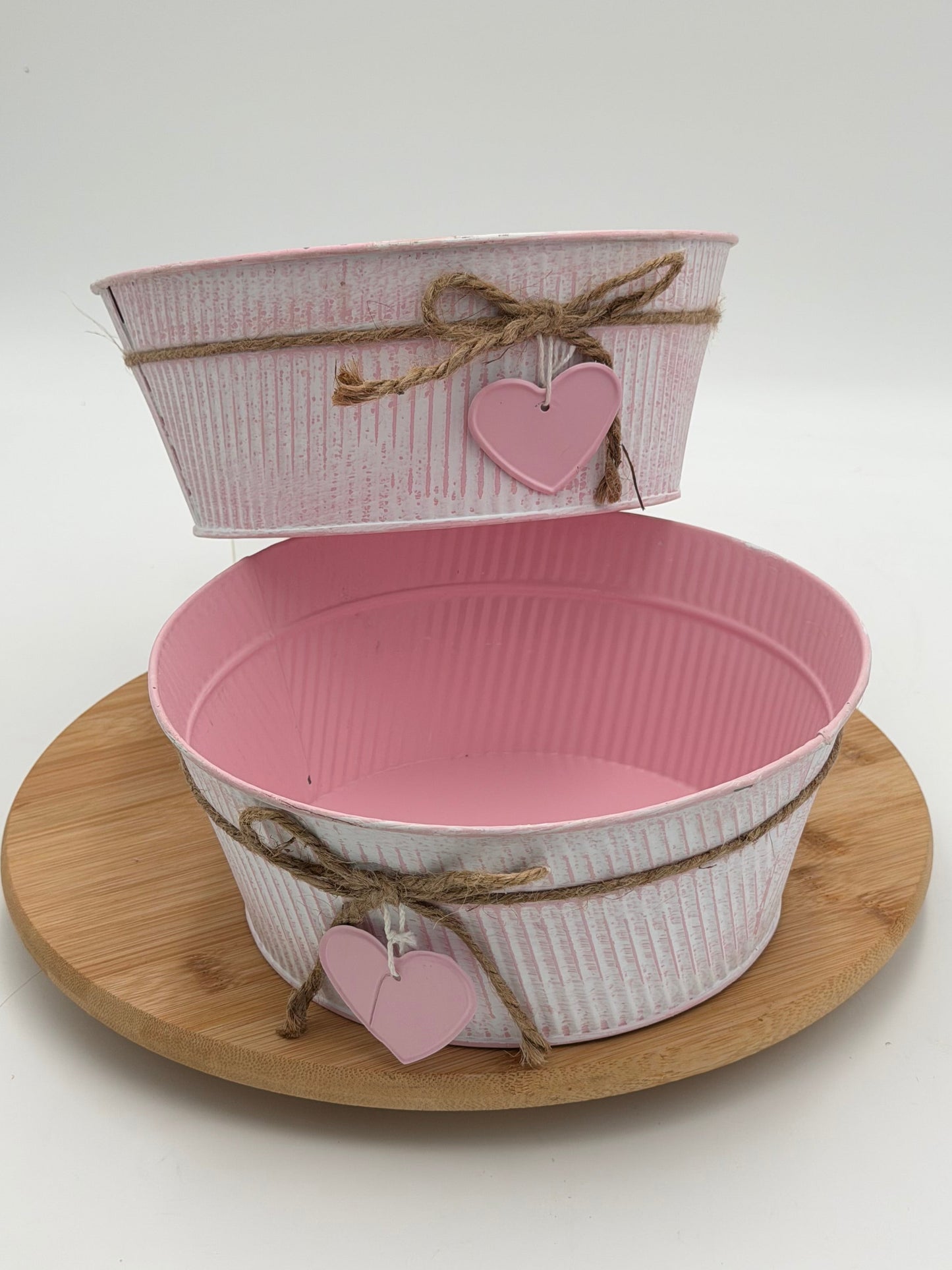 Dekoschale rosa mit Herzanhänger 21 cm 1 Stück