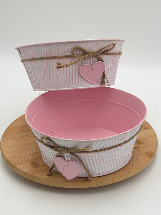 Dekoschale rosa mit Herzanhänger 21 cm 1 Stück
