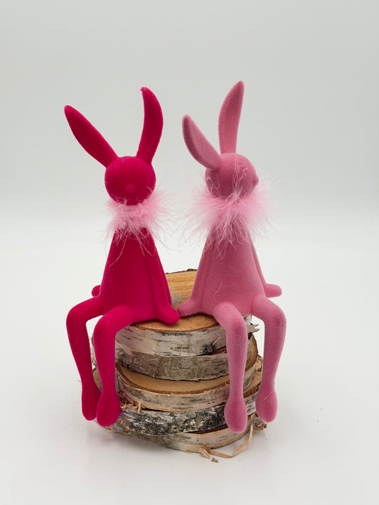 Kantenhocker Osterhase pink 27 cm beflockt sitzend 1 Stück