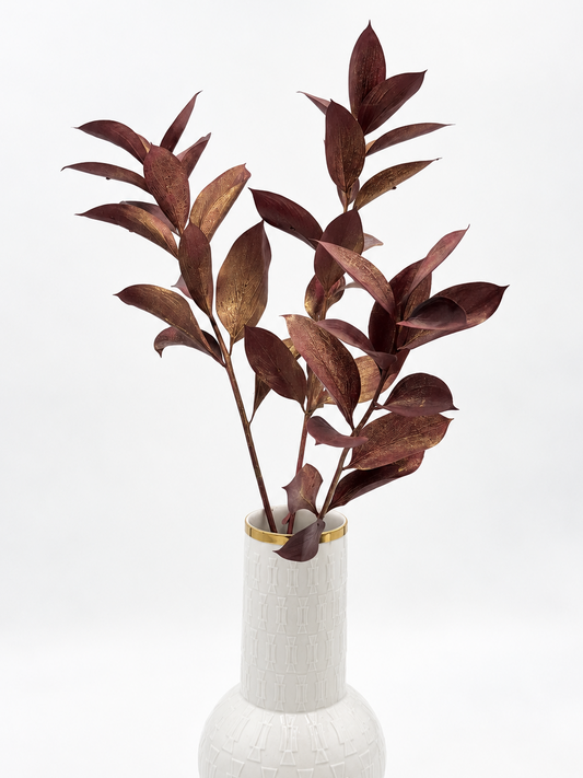 Ruscus großblättrig braun rot Schimmer Gold Glitzer