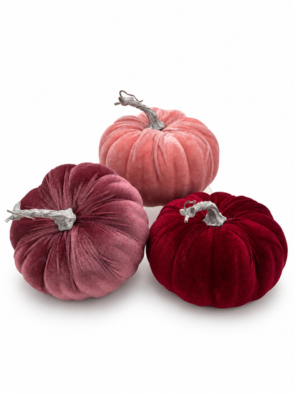Großer Deko-Kürbis Samt Ø 18 cm Herbstdekoration Beere Rosa