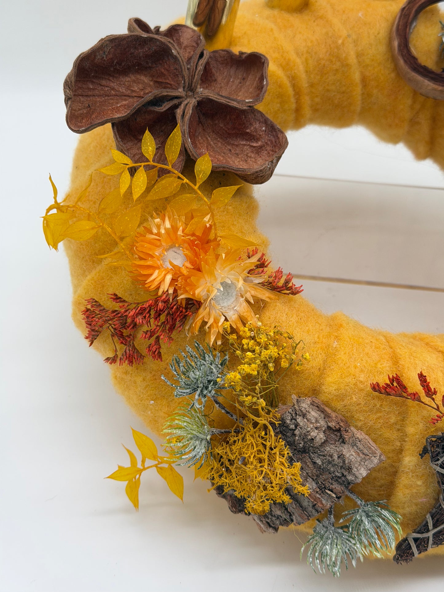 Adventskranz haltbar Senfgelb 30 cm