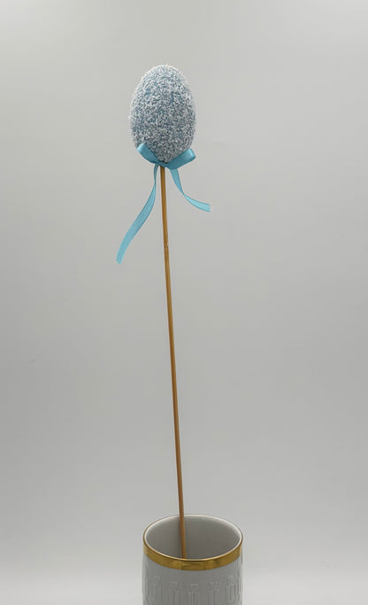 Dekostecker Osterei Candy mit Schleife hellblau 1 Stück