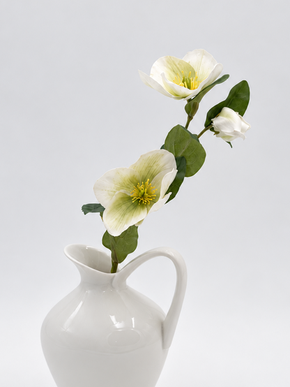 Künstliche Christrose Creme 2 Blüten & 1 Knospe 35 cm