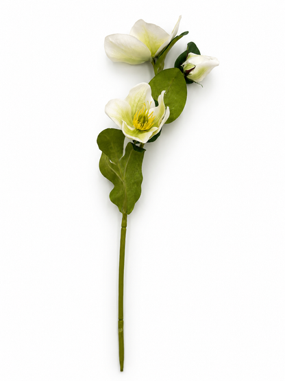 Künstliche Christrose Creme 2 Blüten & 1 Knospe 35 cm