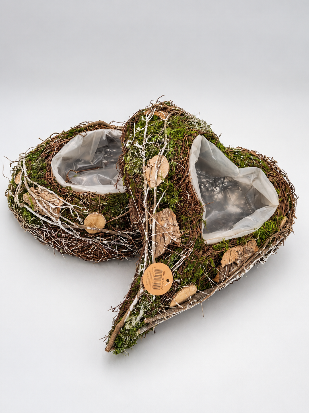 Natur-Pflanzgefäß Herz Rund mit Moos & Rinde Grabschmuck Gedenktage
