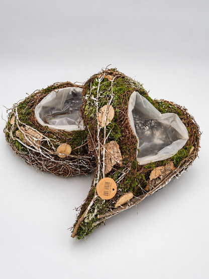 Natur-Pflanzgefäß Herz Rund mit Moos & Rinde Grabschmuck Gedenktage