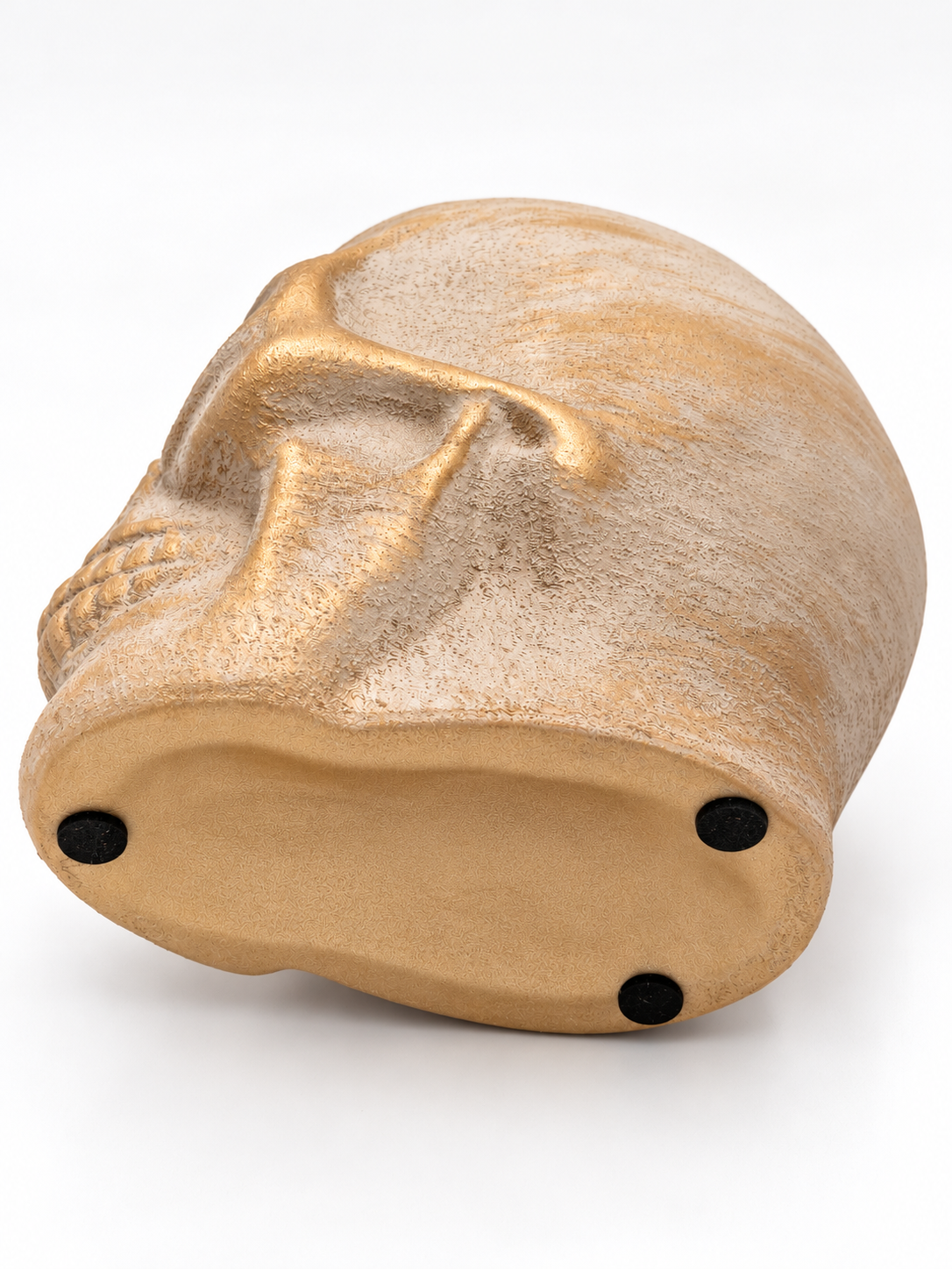 Keramik-Übertopf Totenkopf Halloween natur/champagner mit Goldschimmer Ø 14,5 cm