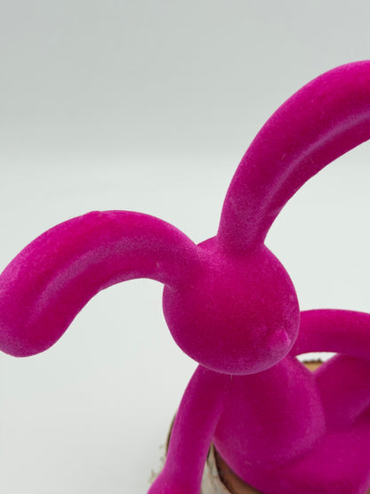 Hase sitzend pink beflockt Ostern Frühling 20 cm