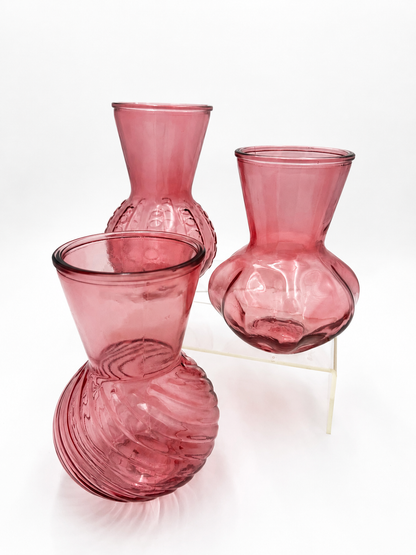 Dekorative Vase aus Glas rosa in verschiedenen Formen 18 cm