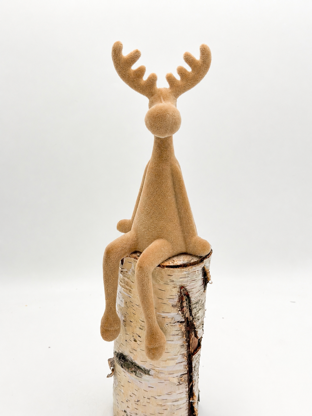Kantenhocker Deko Elch sitzend Hellbraun Sand beflockt ca. 35 cm 1 Stück