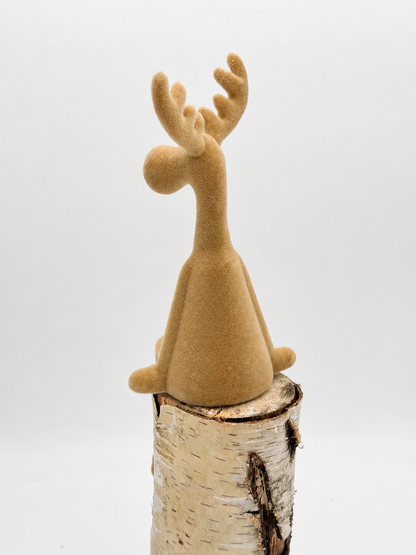 Kantenhocker Deko Elch sitzend Hellbraun Sand beflockt ca. 35 cm 1 Stück