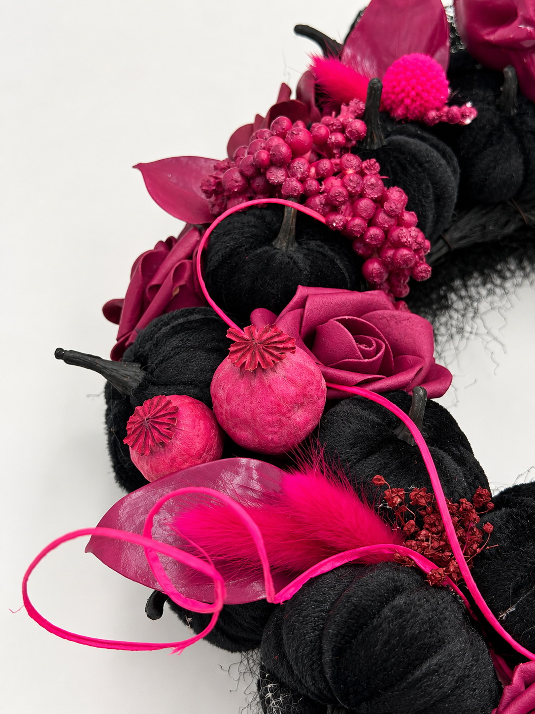Halloween-Kranz „Pink Skull“ Schwarz & Pink Ø 30 cm