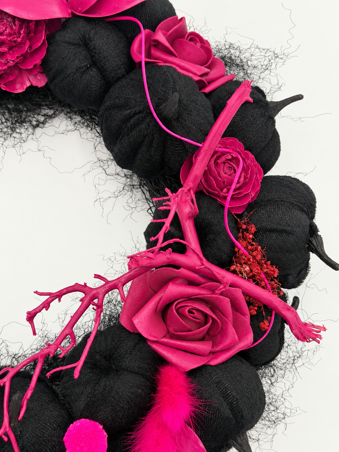 Halloween-Kranz „Pink Skull“ Schwarz & Pink Ø 30 cm