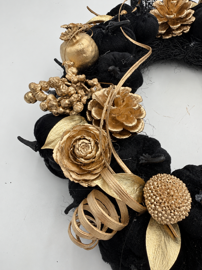 Halloween-Kranz „Golden Skull“ Schwarz & Gold Ø 30 cm