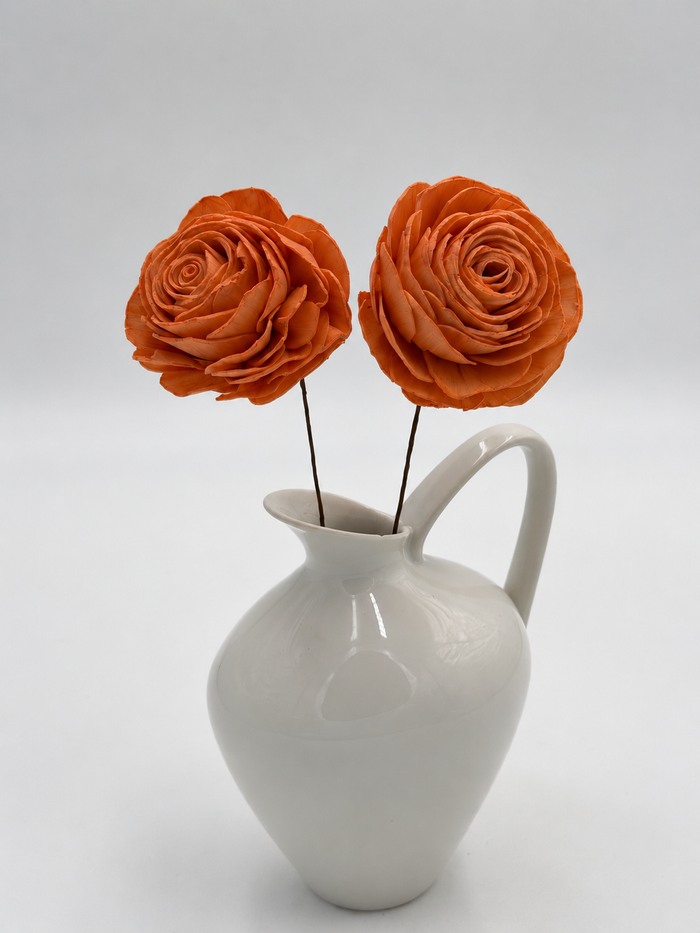 Blüte Rose Sola am Draht Orange 2 Stück