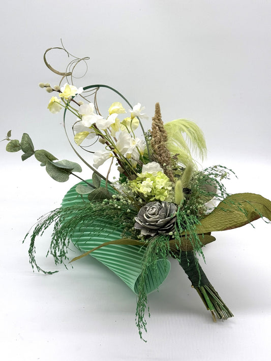 Blumenstrauß Kunstblumen Trockenblumen grün