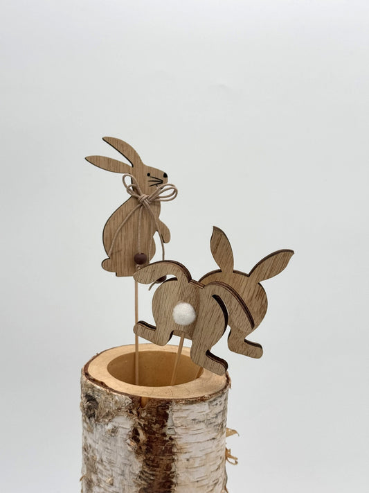 Dekostecker Hase Holz Bommel 1 Stück