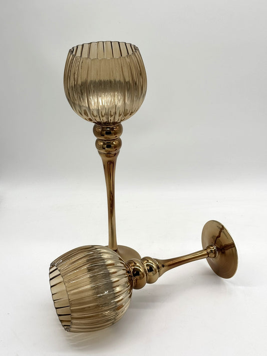 Glaskelch/Windlicht aus Glas gold 30 cm / 40 cm