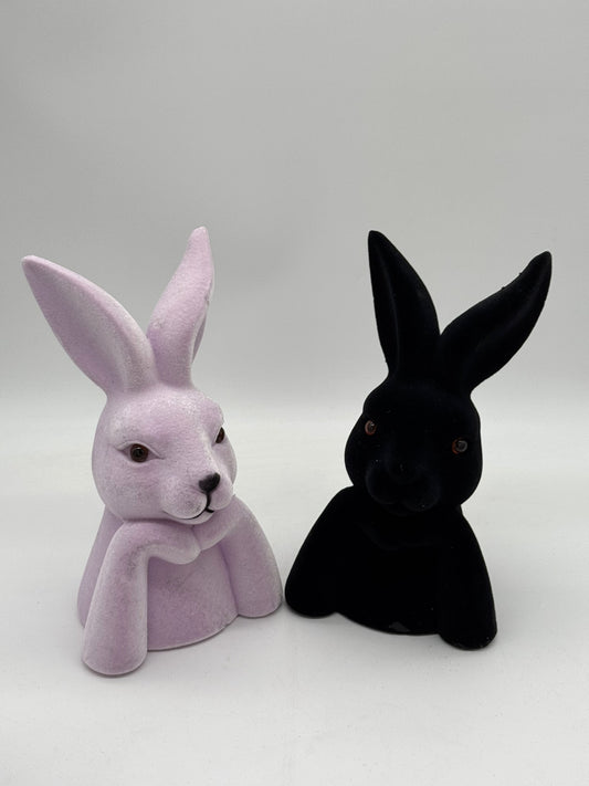 AUSSTELLUNGSSTÜCK Hasenkopf denkend beflockt 27 cm