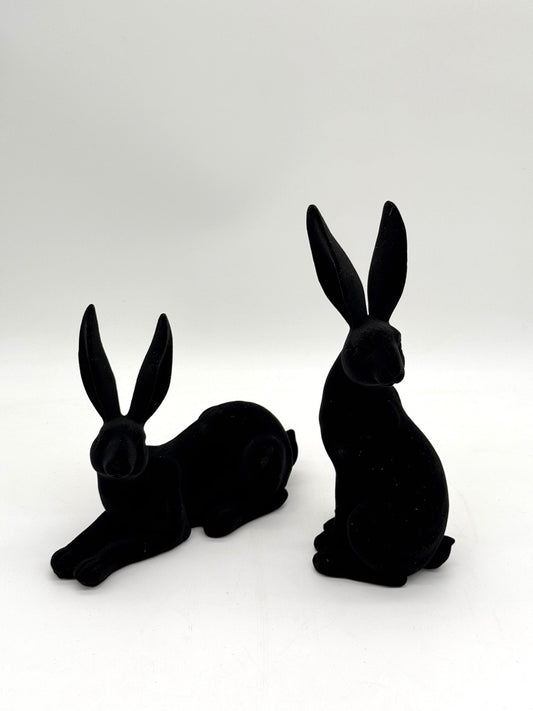 Hase schwarz beflockt 17,5 cm / 25 cm