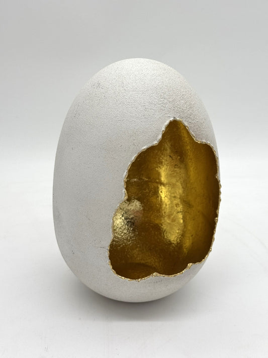 2. Wahl Ausstellungsstück Windlicht Pflanzgefäß weiß gold 20 cm