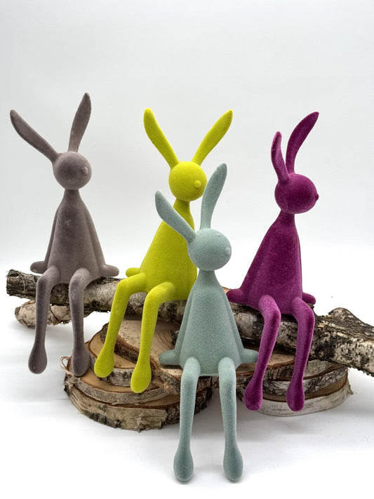 Kantenhocker Osterhase 36 cm beflockt sitzend 1 Stück