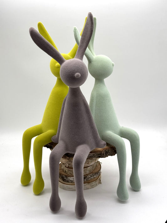 Kantenhocker Osterhase 56 cm beflockt sitzend 1 Stück