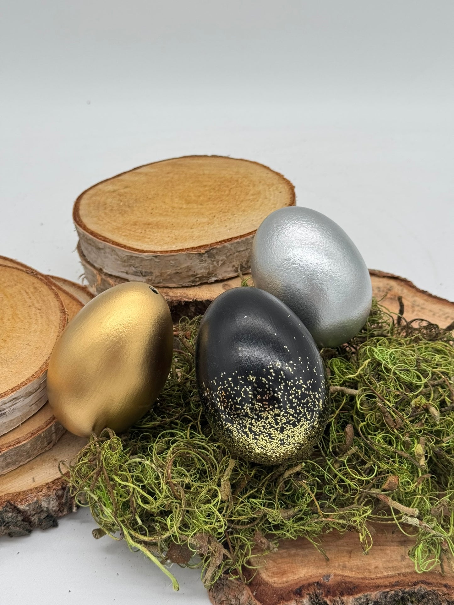 Osterei Gänseei schwarz gold silber 1 Stück