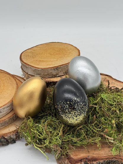 Osterei Gänseei schwarz gold silber 1 Stück