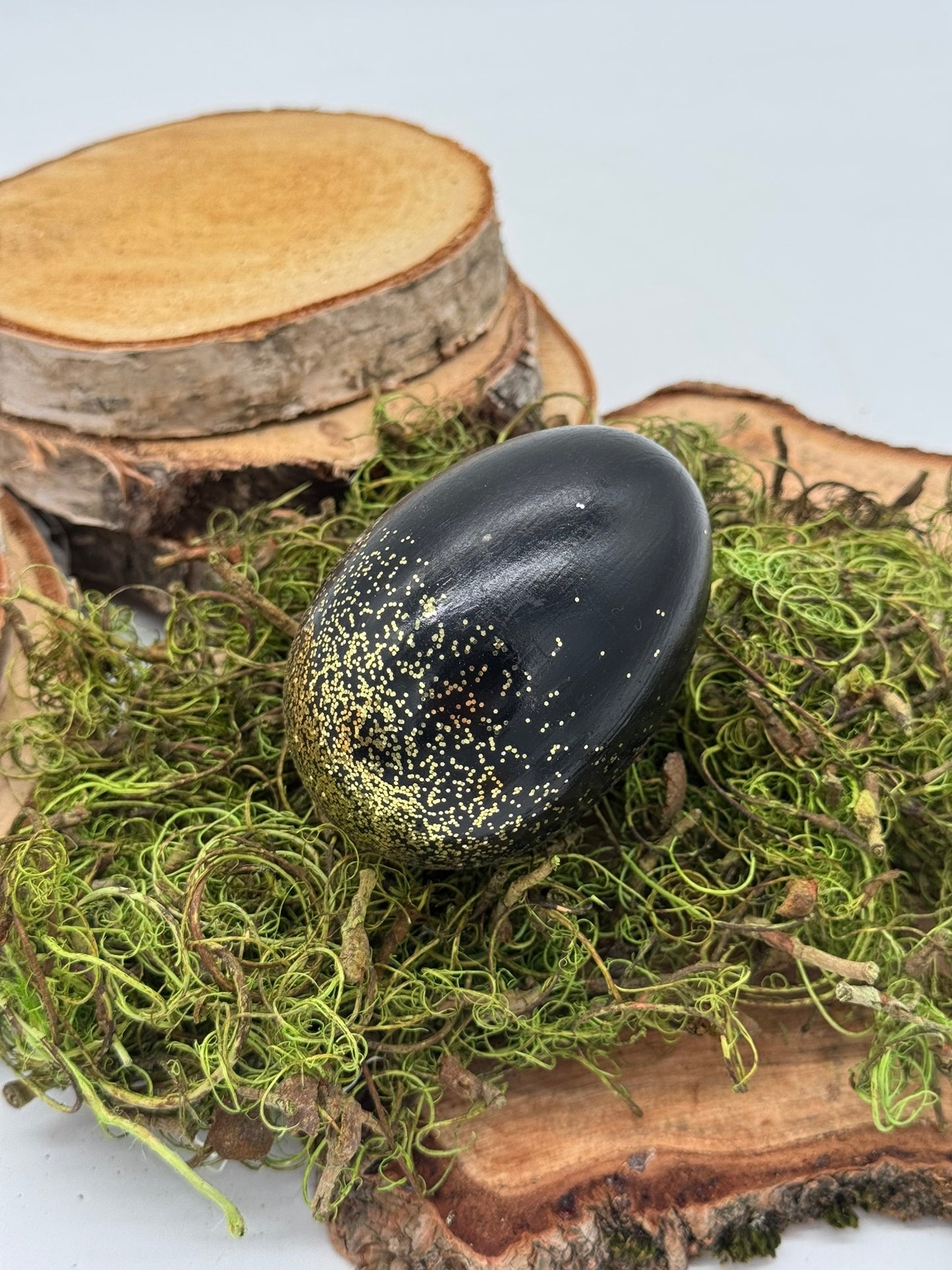 Osterei Gänseei schwarz gold silber 1 Stück