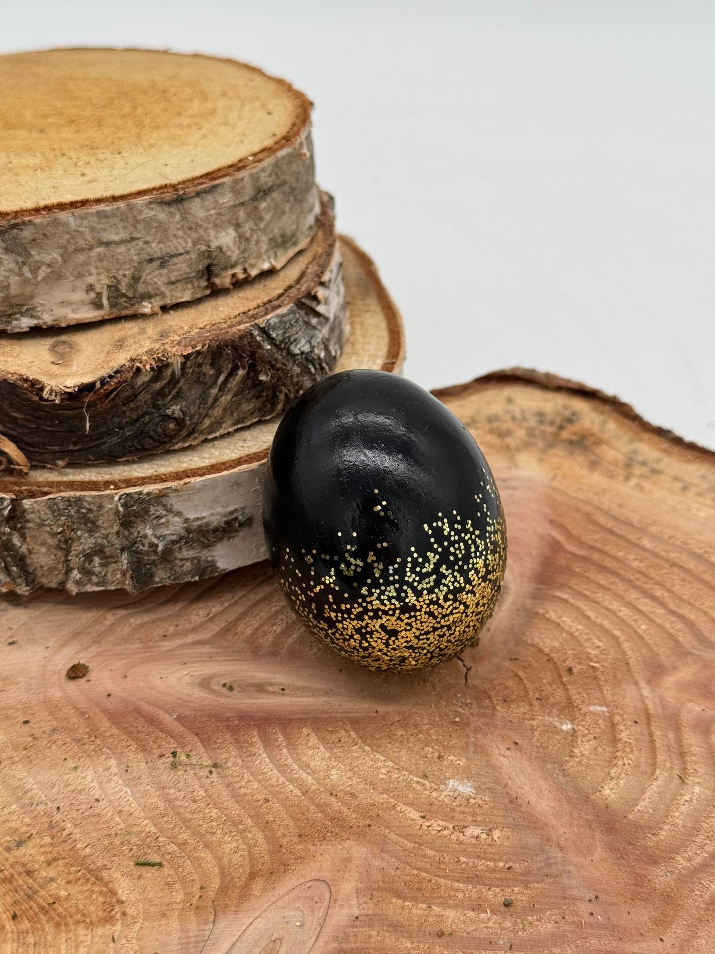 Osterei Gänseei schwarz gold silber 1 Stück