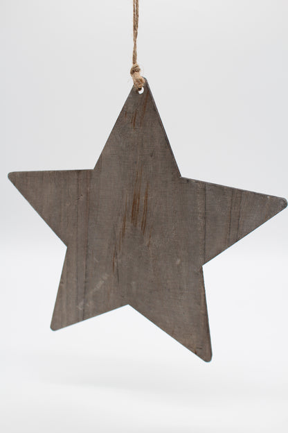Stern Holz Hänger grau 25 cm