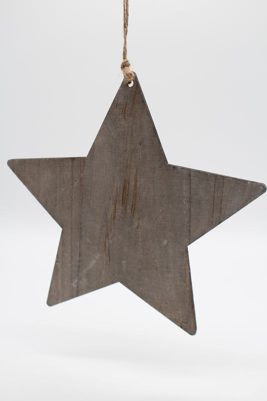 Stern Holz Hänger grau 25 cm