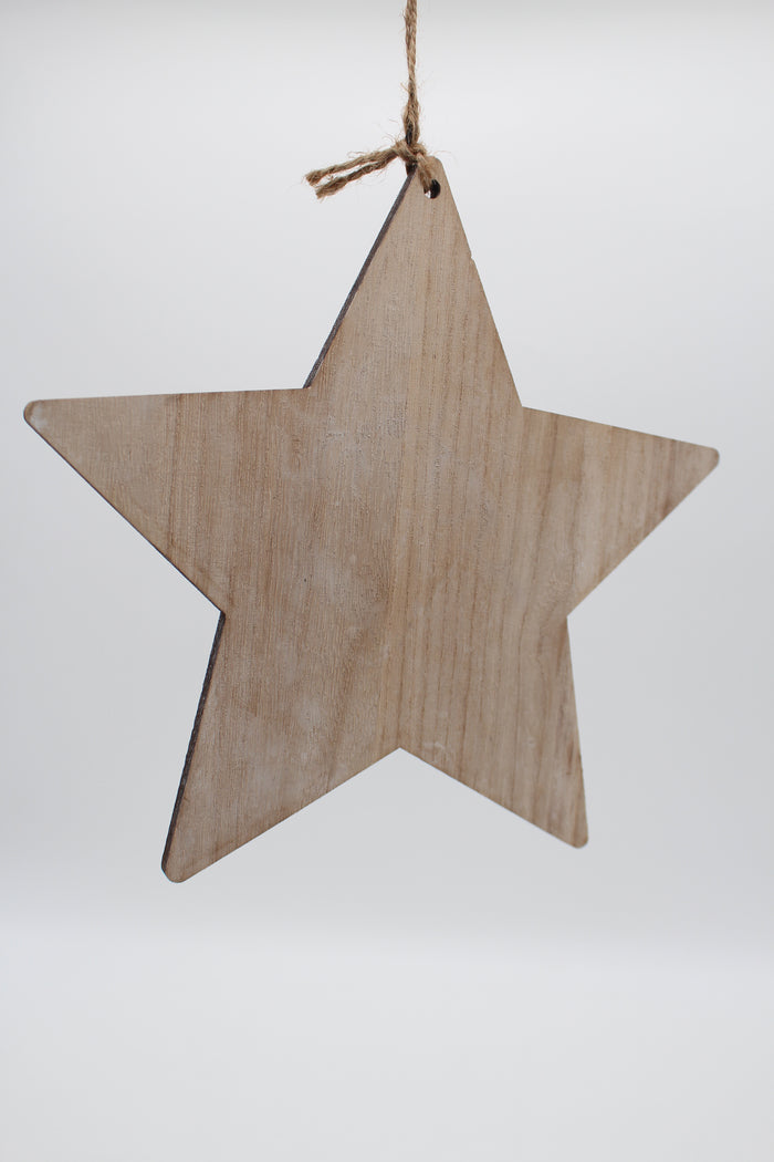 Stern Holz Hänger hellbraun 25 cm