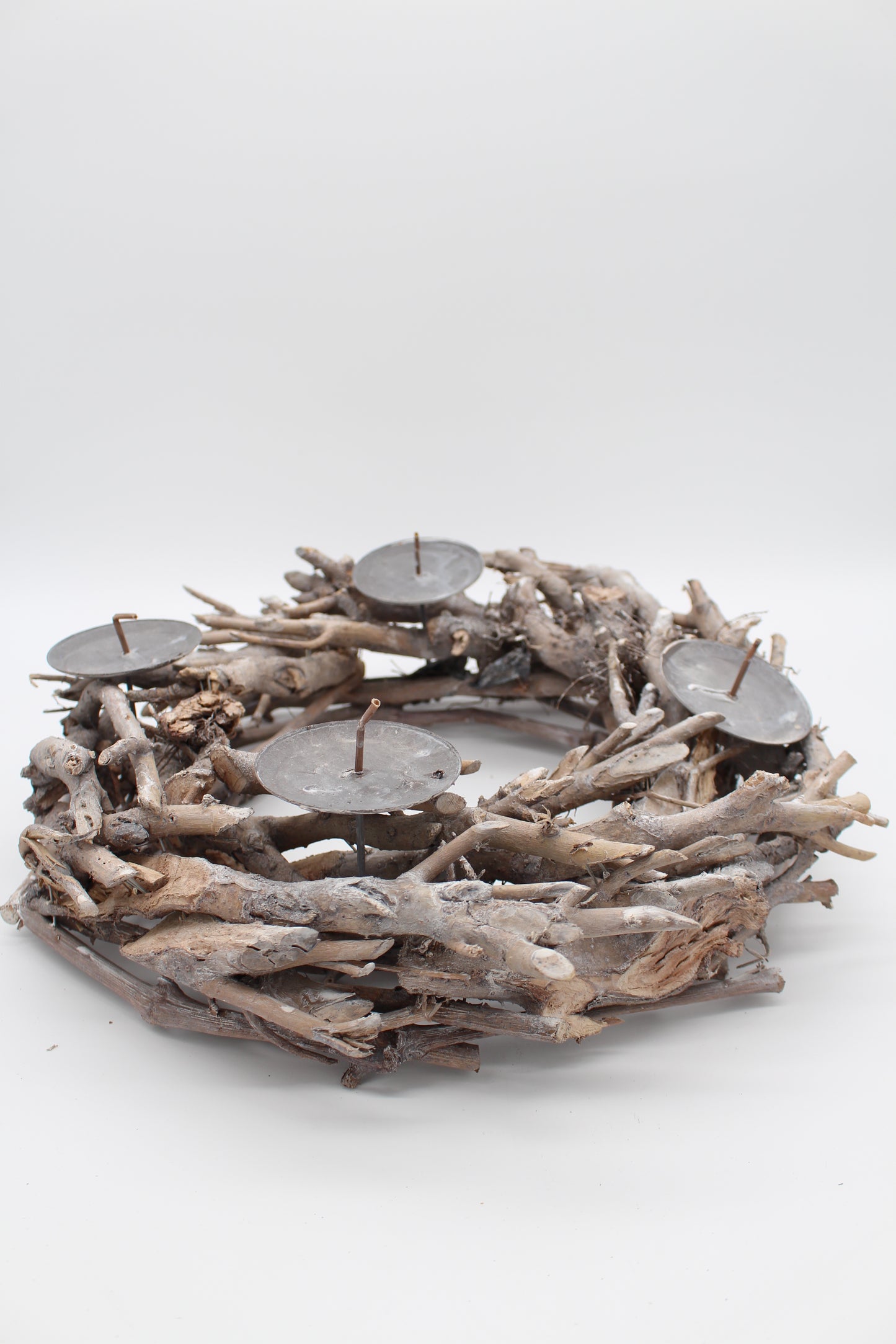Kranz mit Kerzenhaltern Holz Natur hell 36 cm